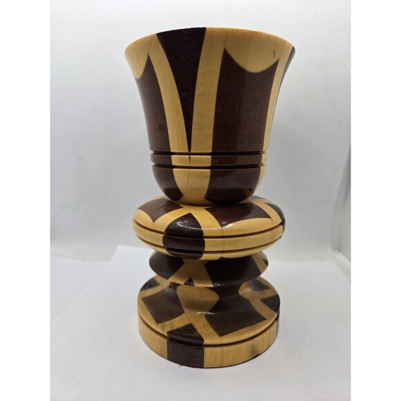 Vintage Hand Turned Wood Candle Taper Holder Gorgeous - Picture 5 of 10